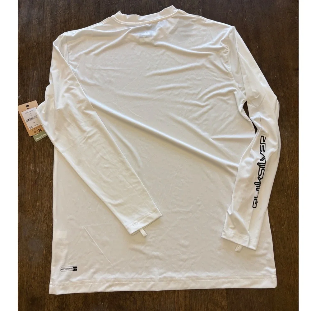 Quiksilver Mens Long Sleeve Rash Guard UPF 50+ White QSM15LS033 Surf Shirt M